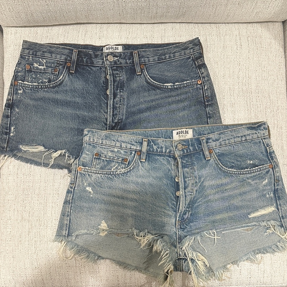 Agolde Women's Distressed Cut Off Jean Shorts